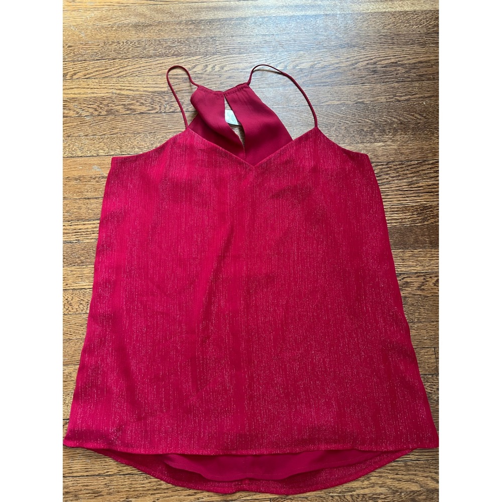 Express Barcelona Cami Red Metallic Shimmer Halter Neck Top Medium